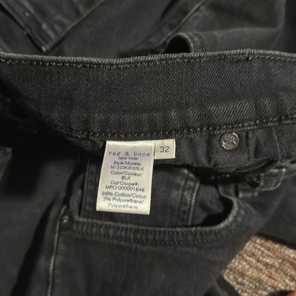 rag & bone slim 2 fit straight leg jeans black size 32 - Picture 5 of 7